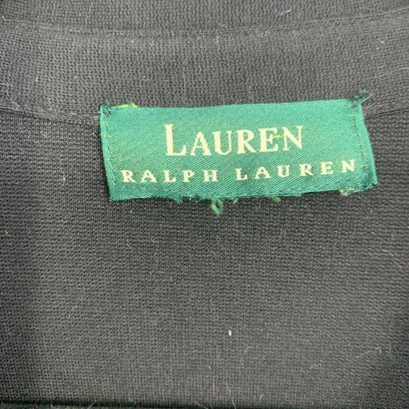 Vtg Lauren Ralph Lauren Black Ponte Knit Stretch Snap Front Shacket Jacket Sz L - Picture 3 of 6